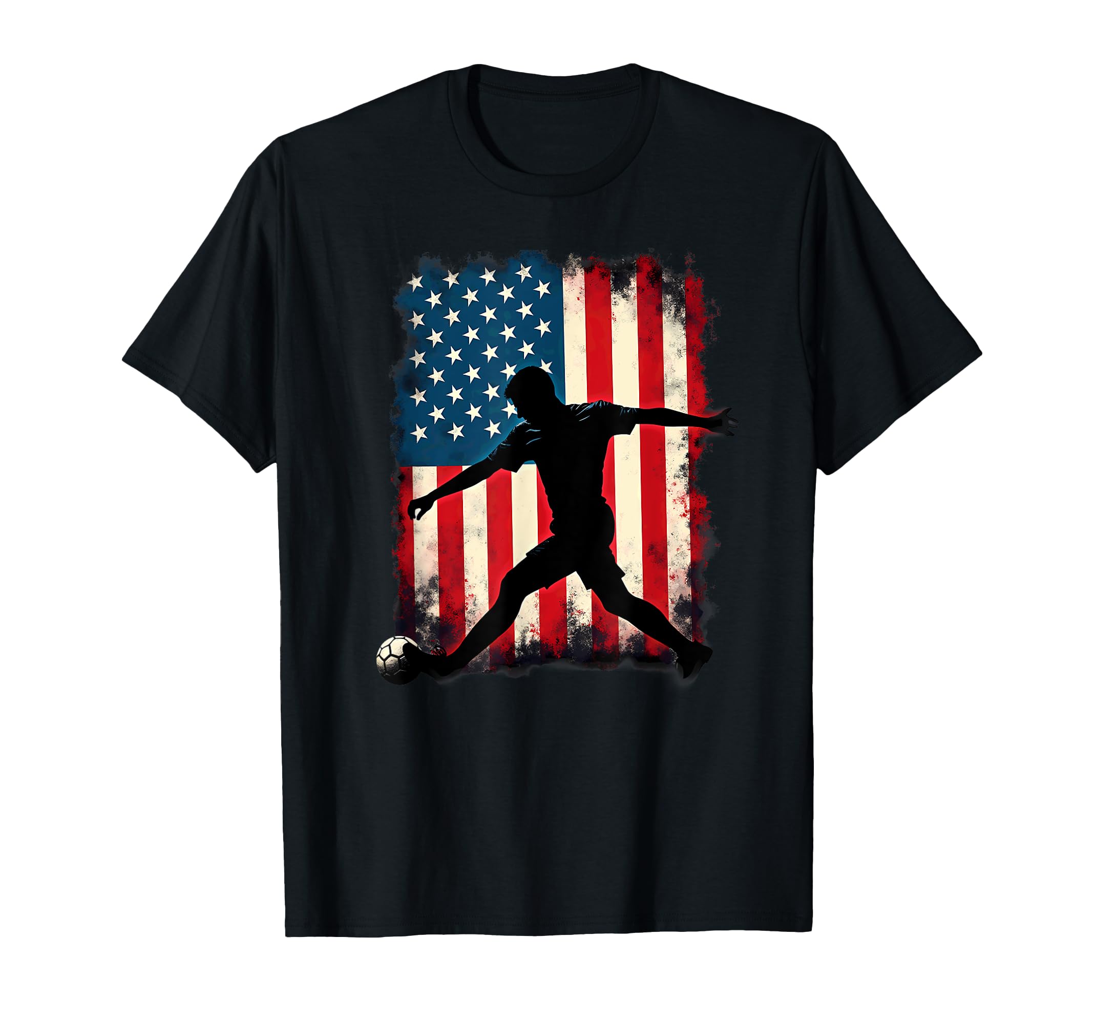 American Flag Soccer Player T-Shirt - Aesthetic Graphic for Adults