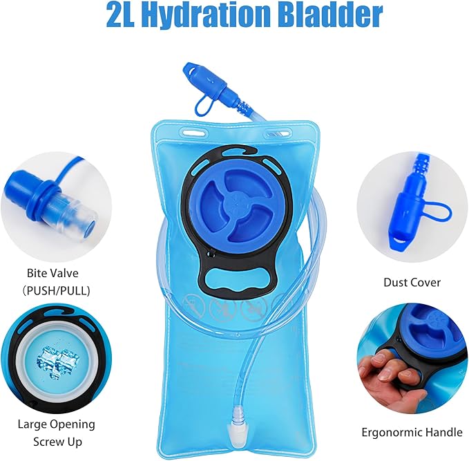 Reflective Hydration Backpack, Hydration Pack - Water Backpack with 2L/3L Hydration Bladder, Essential for Festivals - Rave Hydration Pack for Hiking, Running, Cycling, and Festivals