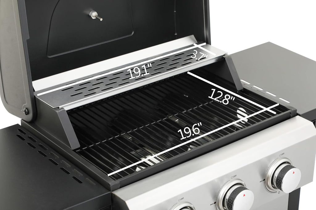 3-Burner Propane Gas BBQ Grill with Side Burner - Stainless Steel 30,000 BTU Patio Garden Barbecue Grill with Two Foldable Shelves