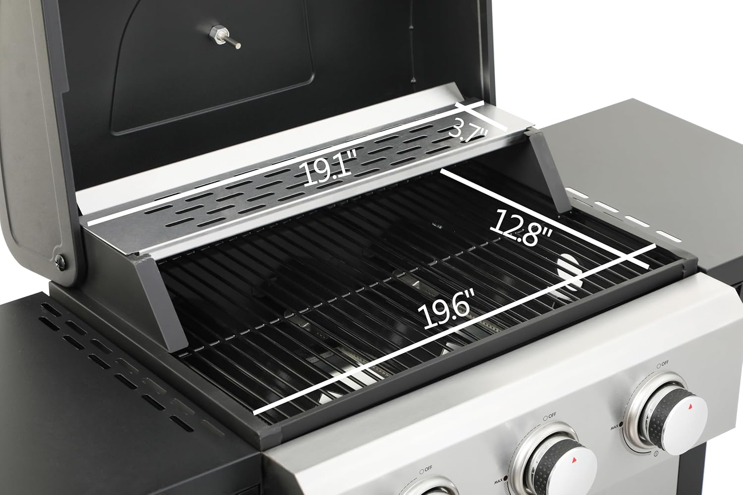3-Burner Propane Gas BBQ Grill with Side Burner - Stainless Steel 30,000 BTU Patio Garden Barbecue Grill with Two Foldable Shelves