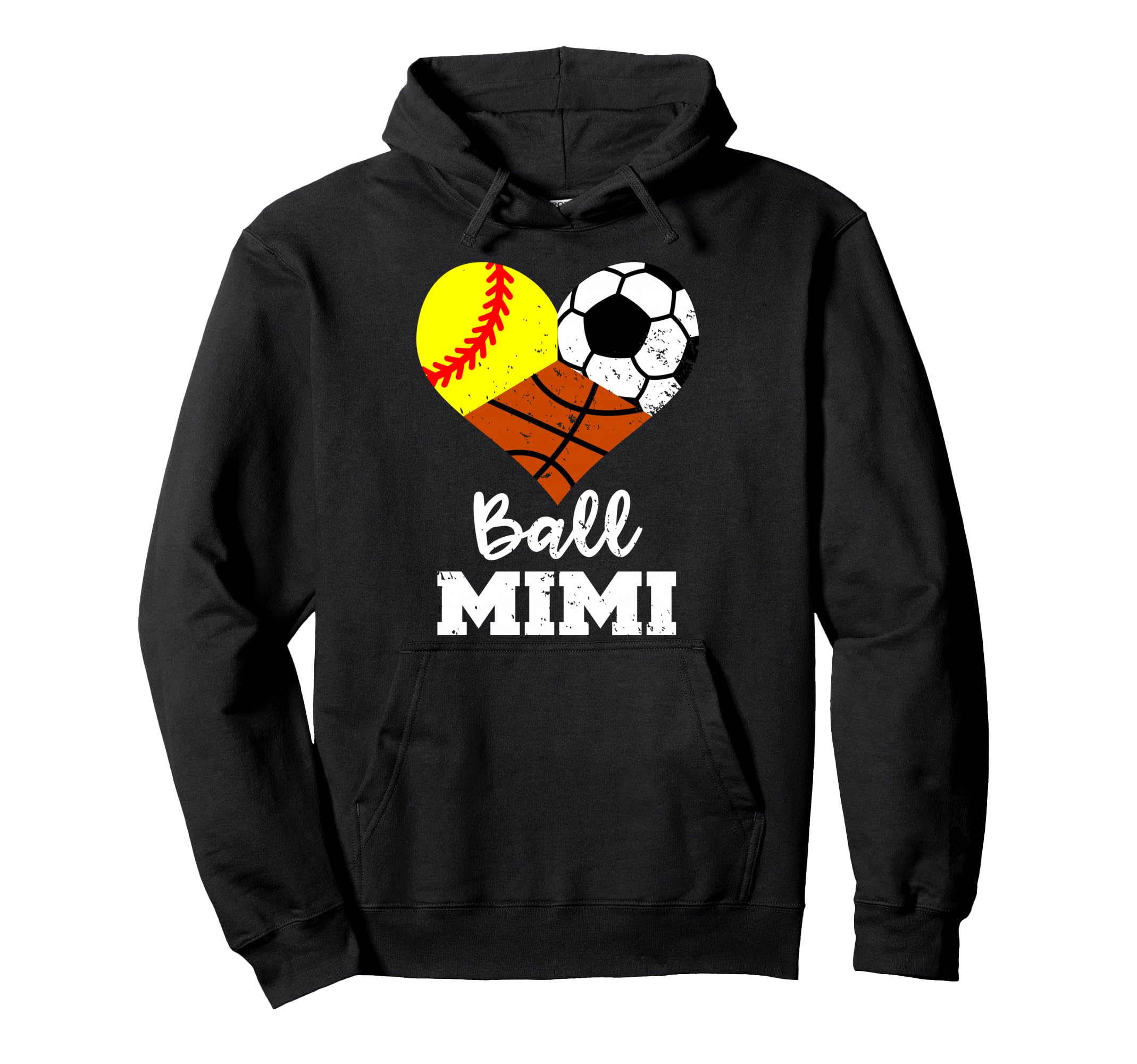 Ball Mimi Heart Funny Softball Soccer Hoodie - Minimalist Print for Adults