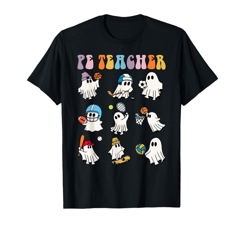 Halloween Pe Teacher Ghost Playing T-Shirt - Custom Art Print Men Women