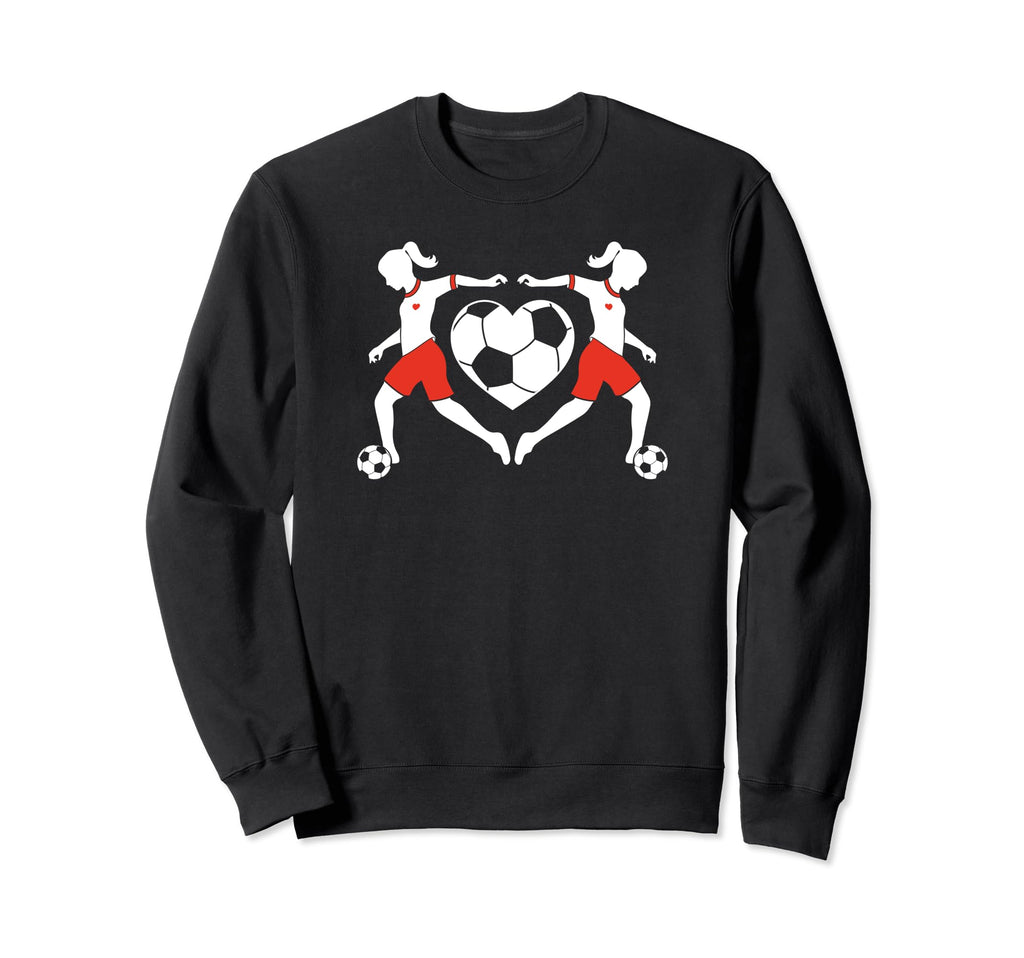 Soccer Players Soccer Ball Heart Sweatshirt - Unique Graphic for Adults
