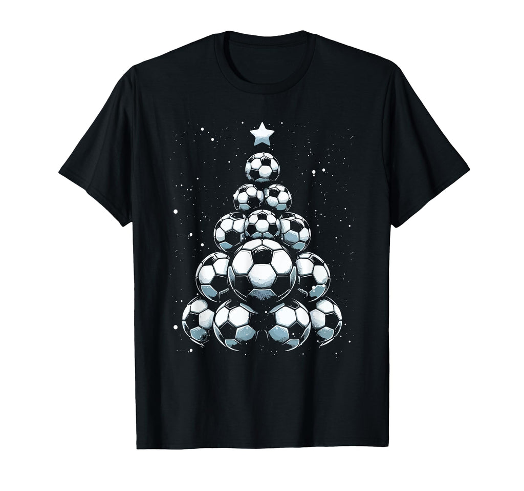 Soccer Balls Tree Holiday Season T-Shirt - Unique Graphic Men Women