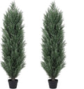 THE BLOOM TIMES 4ft Topiary Trees Artificial Outdoor 2 Pack – UV Resistant Faux Cedar Pine Cypress Bushes and Shrubs, Fake Potted Plants for Front Porch Outside Planter Patio Decor, Set of 2 (4 Foot)