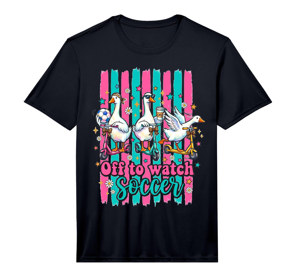 Off To Watch Soccer Silly Goose Funny T-Shirt - Unique Graphic Men Women