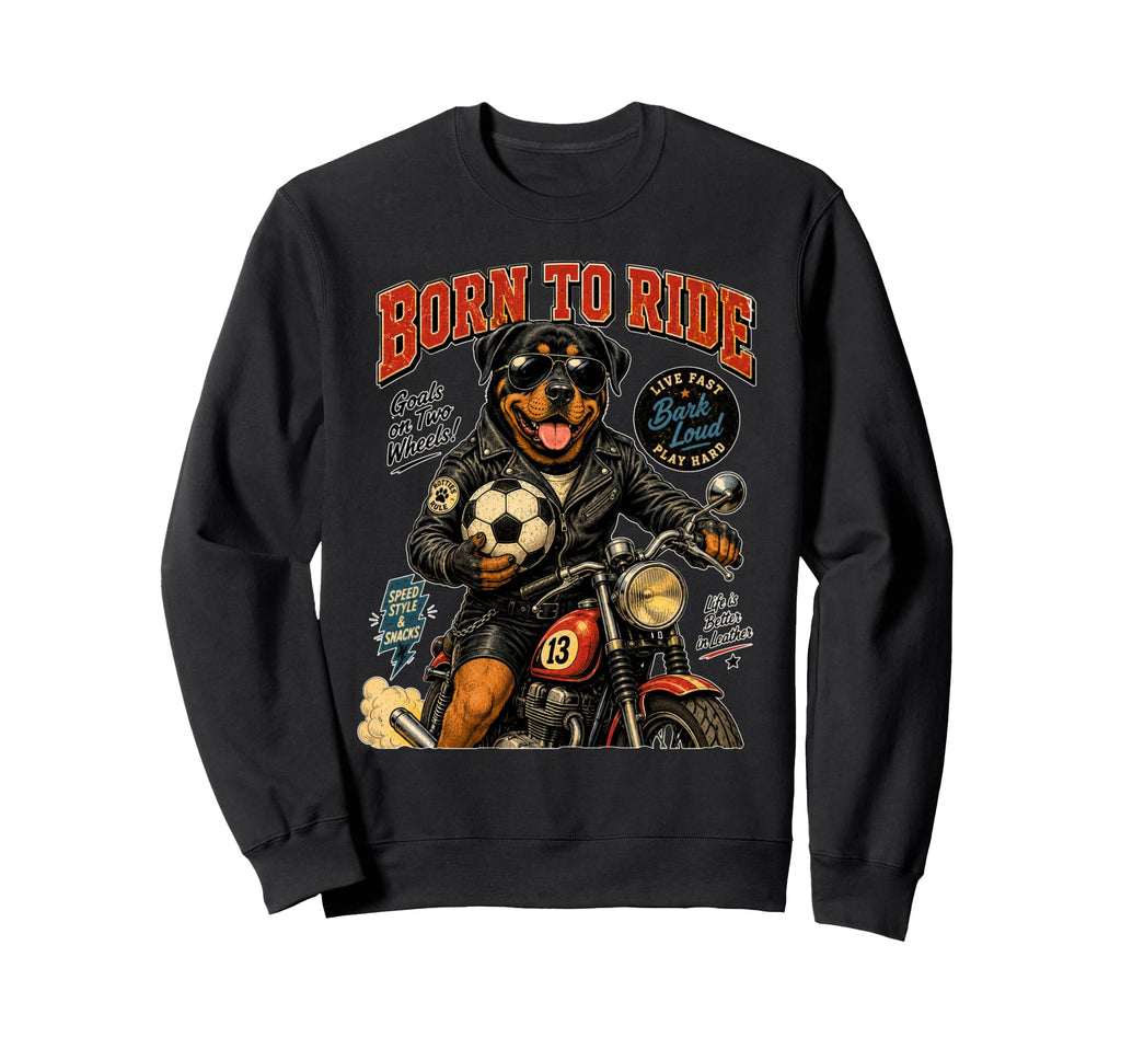 Rottweiler Ride Motorbike Love Sweatshirt - Aesthetic Graphic for Adults
