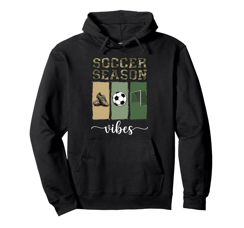 Camo Soccer Season Goal And Cleats Art Hoodie - Graphic Print for Adults