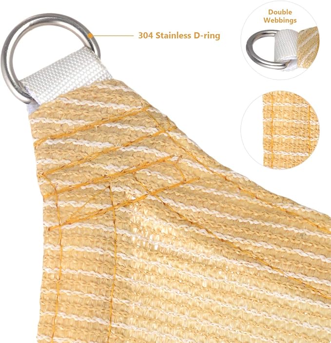 Eden's Decor Straight Flat-Edged Sun Shade Sail Rectangular 6' x 9' Beige UV-Blocking Outdoor Canopy Fabric Cloth Awning for Pergola Patio Garden Backyard Custom Size