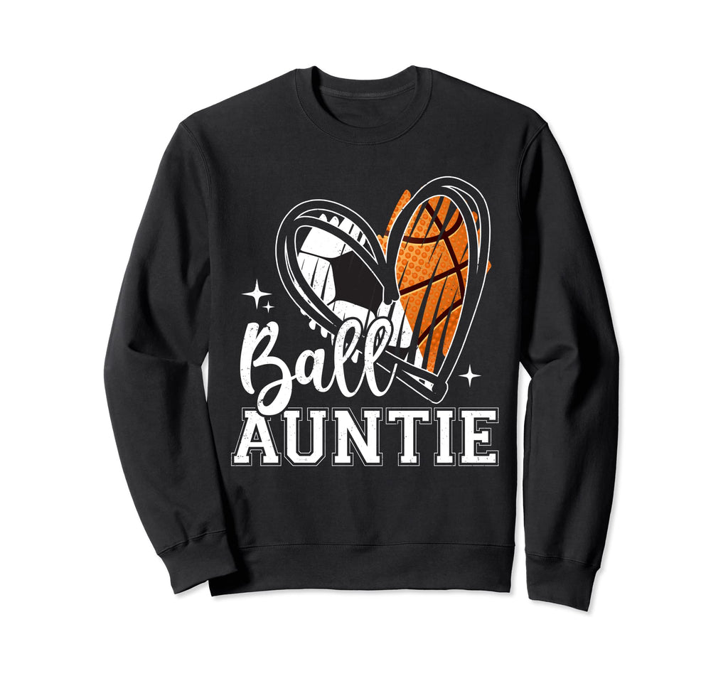 Ball Auntie Heart Soccer Sweatshirt - Fun Novelty Design for Adults
