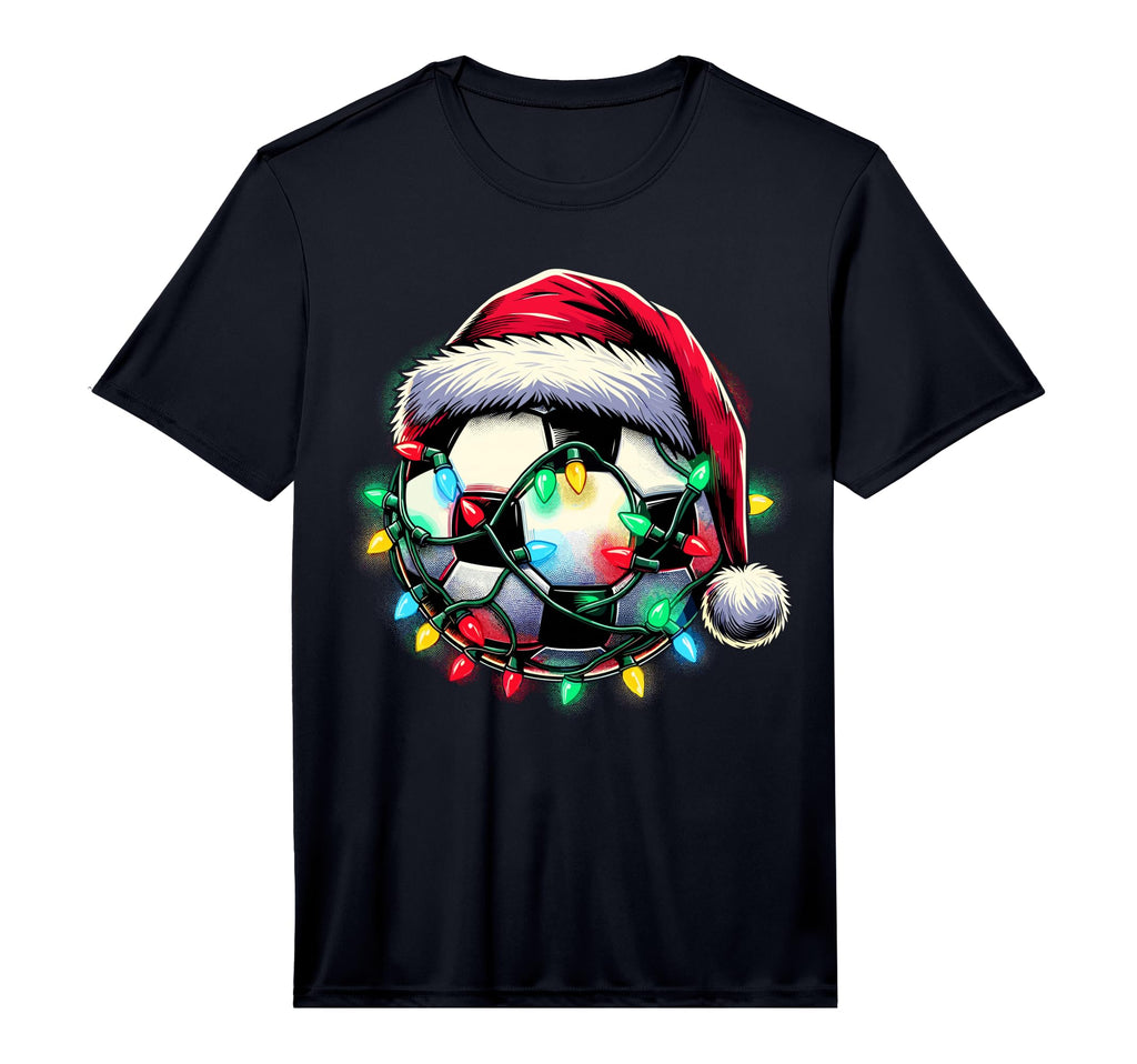 Santa Soccer Ball Performance T-Shirt - Graphic Print Men Women