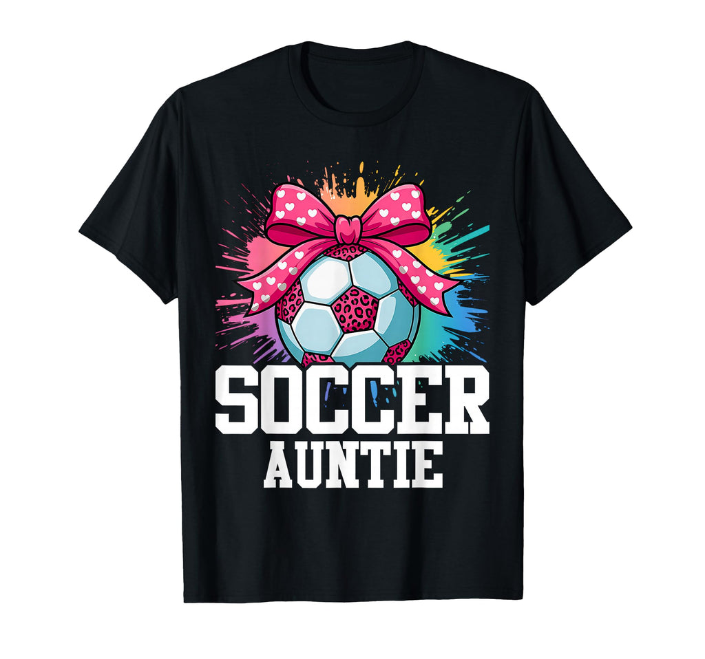 Soccer Auntie Funny Coquette Bow Aunt T-Shirt - Graphic Print Unisex