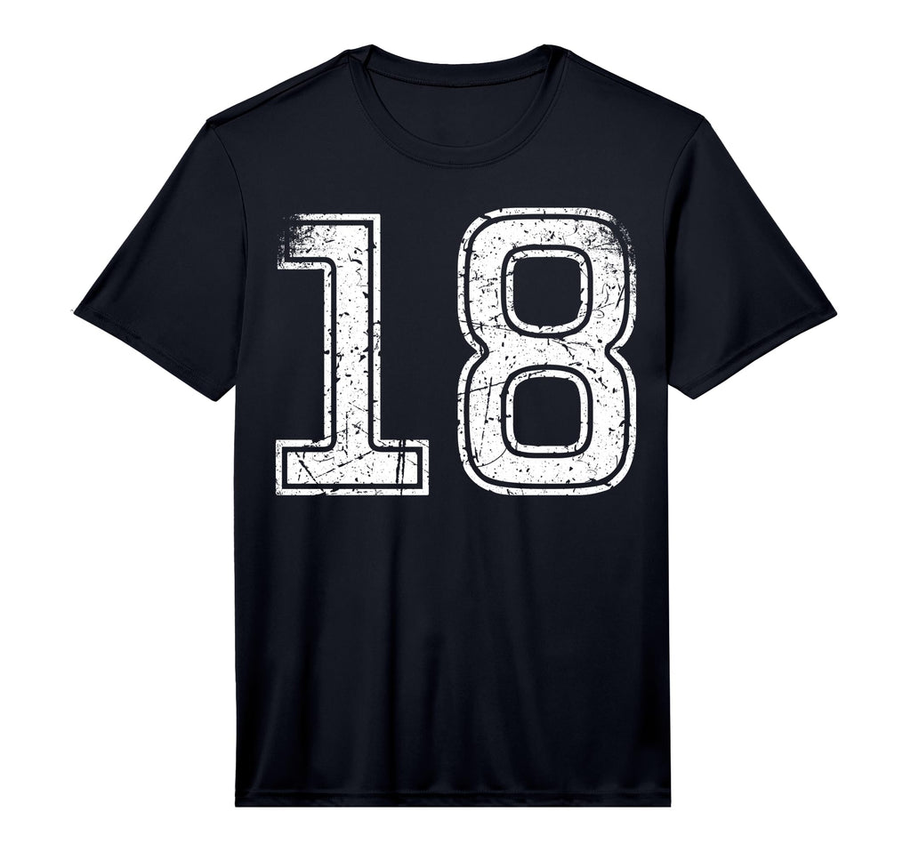 Number 18 White Sports Team Performance T-Shirt - Aesthetic Graphic Unisex