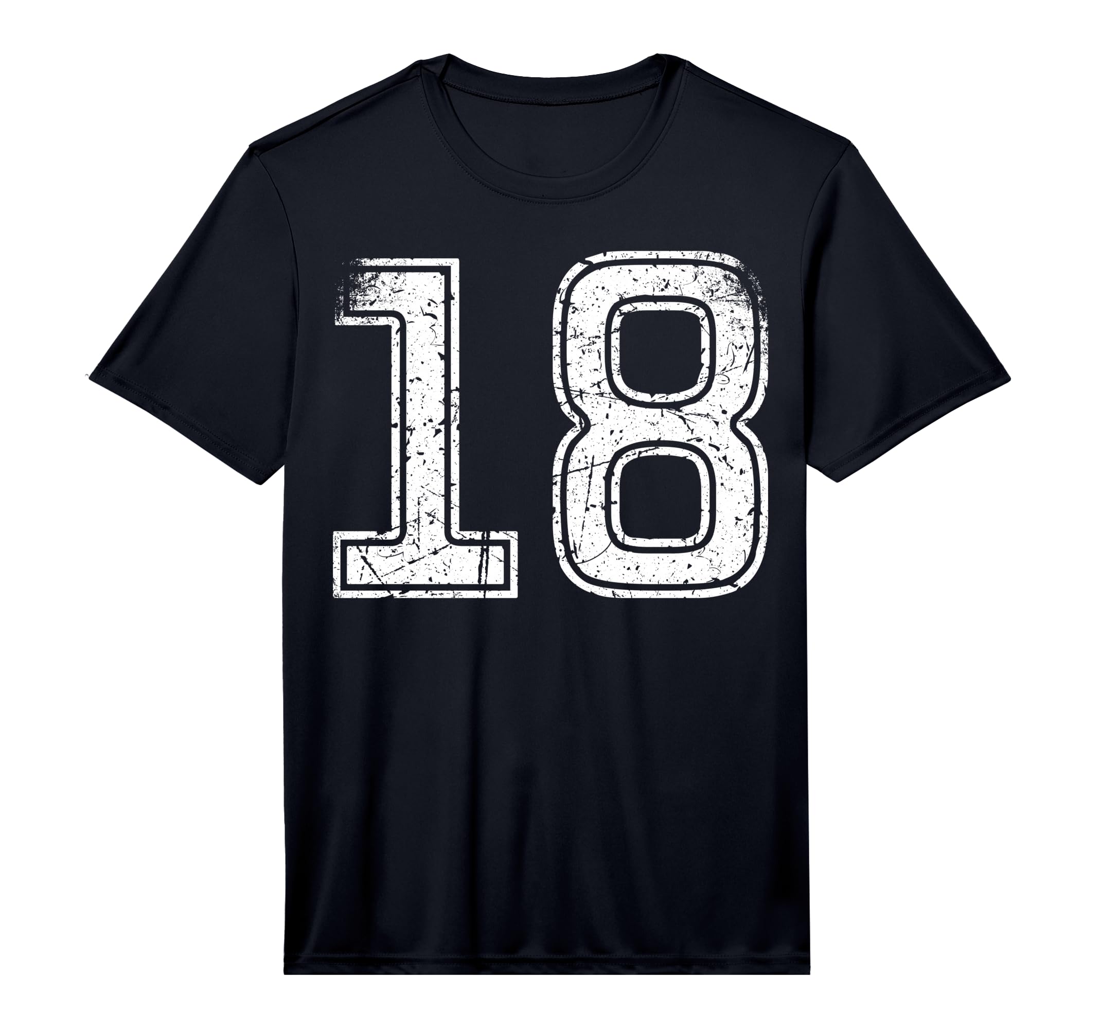 Number 18 White Sports Team Performance T-Shirt - Aesthetic Graphic Unisex