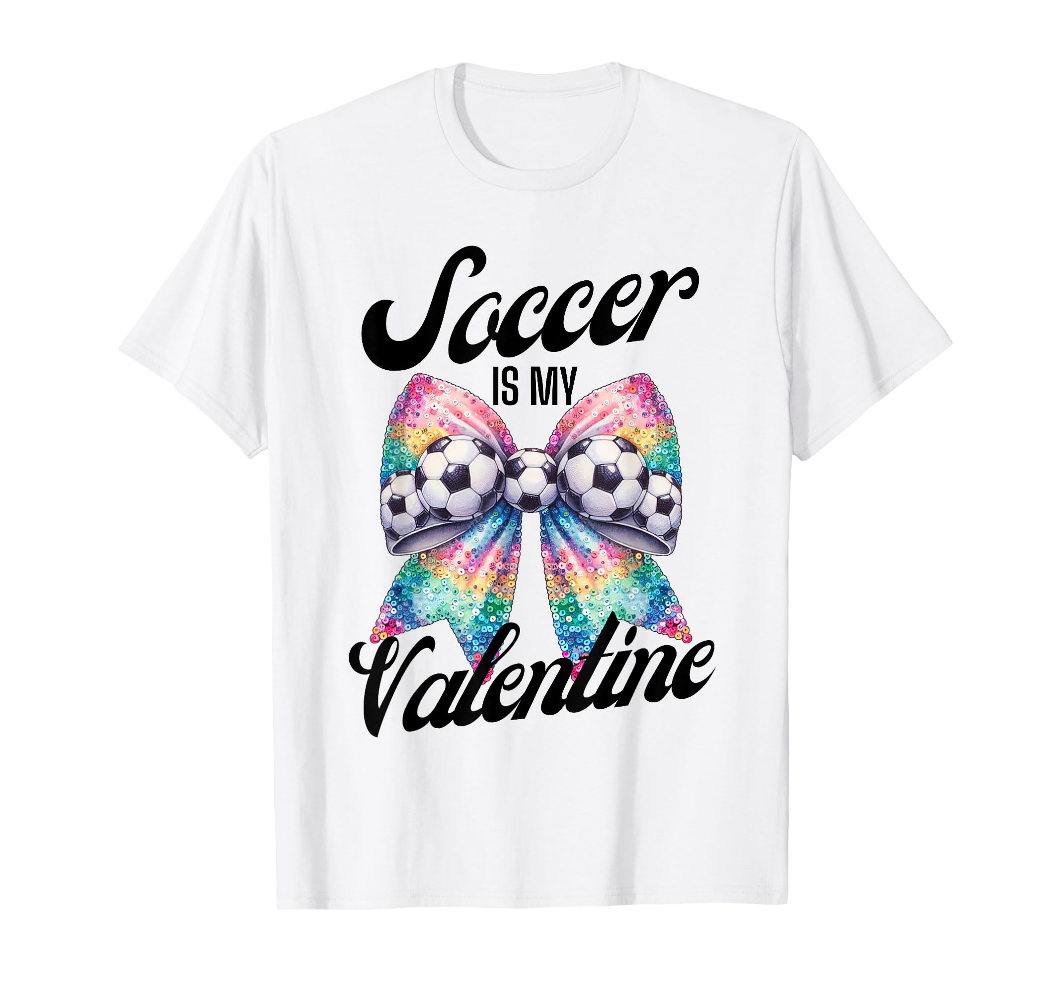 Soccer Is My Valentine Coquette Bow T-Shirt - Trendy Graphic for Adults