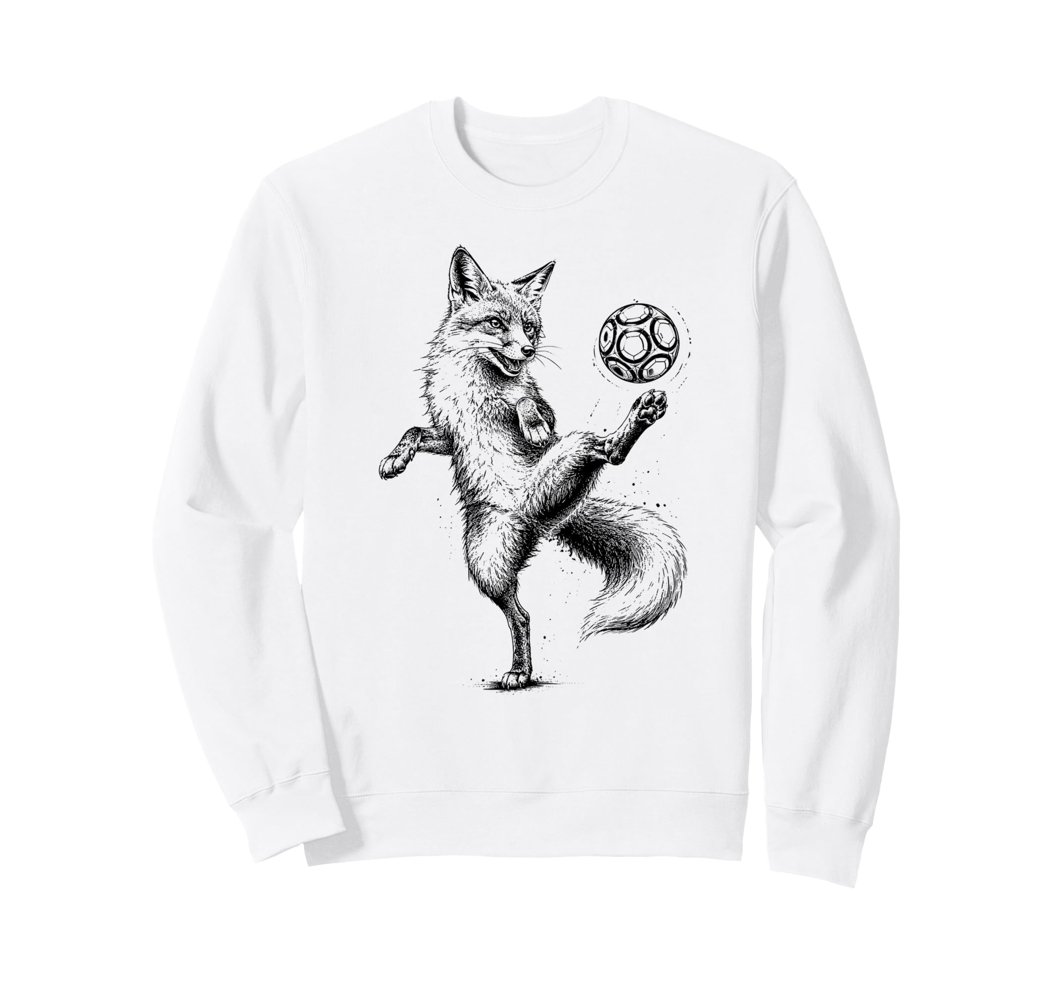 Funny Fox Freestyling Soccer Ball Sweatshirt - Graphic Print for Adults
