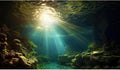 Fish Tank Background Under The Sea Aquarium Background Ocean Floor Sunray Rock Terrarium Backgrounds Coral Reef Aquatic Plants Underwater Cave Aquarium Wallpaper for Fish Tank Decorations 48x18in