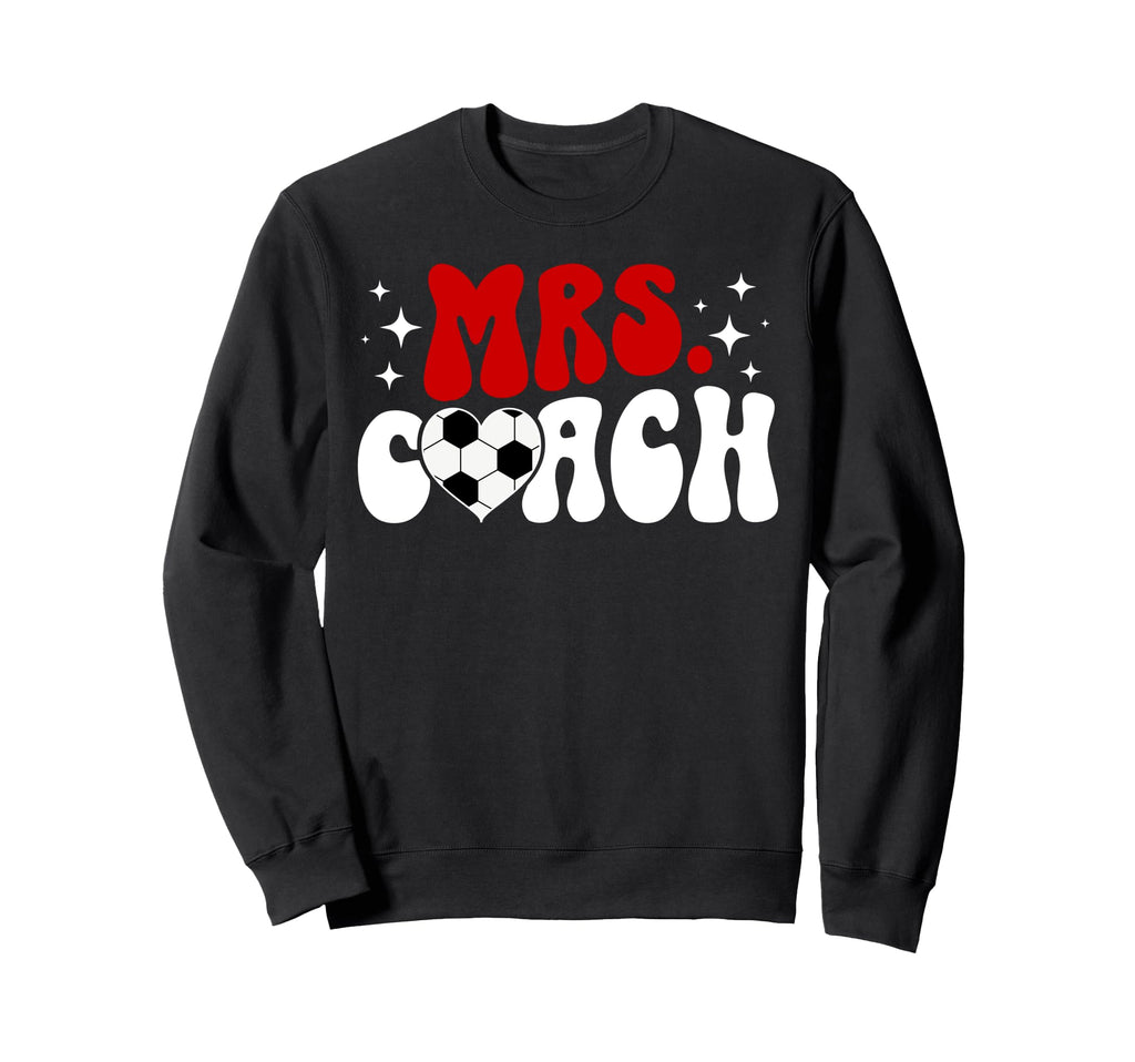Mrs Coach Groovy Soccer Coach Sweatshirt - Minimalist Print for Adults