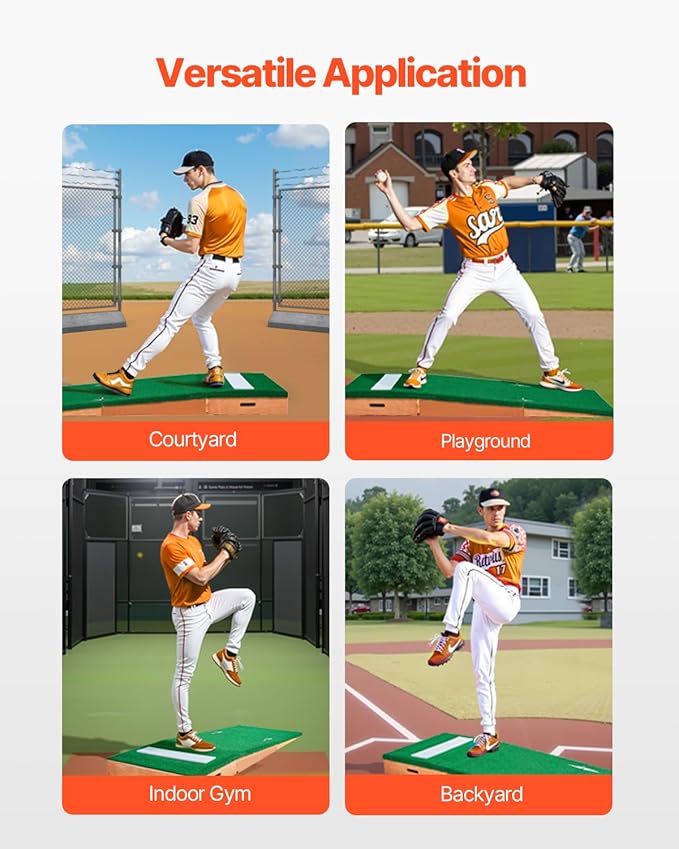 VEVOR Pitching Mound, Baseball Game Mound, Indoor/Outdoor Pitching Practice and Training Equipment, Softball Pitching Aids with Antifade Turf and Pitching Rubber