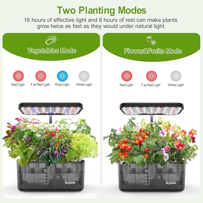 Hydroponics Growing System Indoor Garden, 8 Pods Indoor Herb Garden Kit Countertop with LED Grow Light Quiet Smart Water Pump for Home Kitchen Office, Gift Ideas for Women Men