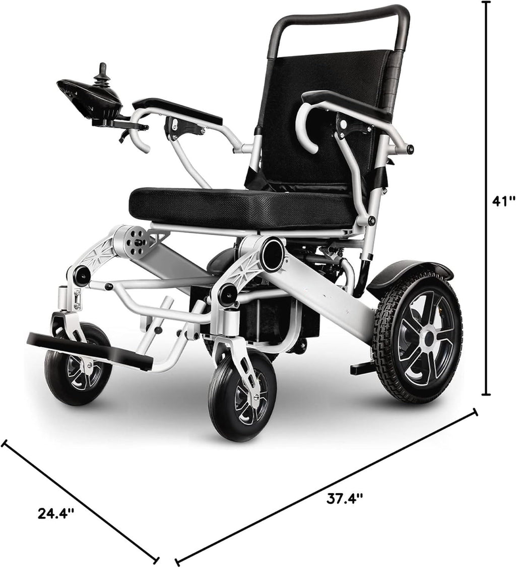 30 Miles Long Travel Range, Electric Wheelchair for Adults Power Wheelchairs Lightweight Foldable All Terrain Motorized Wheelchair for Seniors Compact Portable Airline Approved