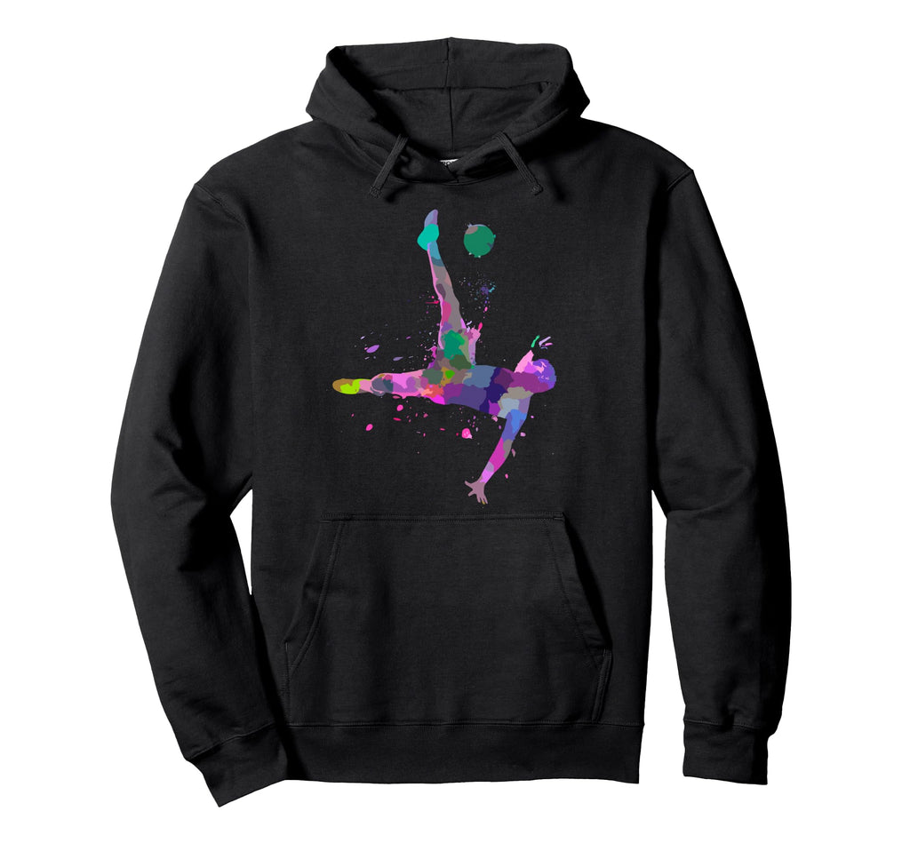 Colorful Soccer Bicycle Kick Splash Art Hoodie - Novelty Apparel Unisex
