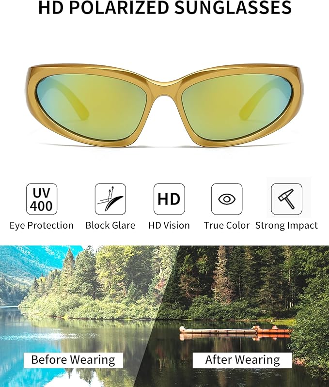SOAR&EAGLE Y2K 3Pack Polarized sunglasses Wrap Around Men's Women's sunglasses Fashion Sport Shades Sun Glasses