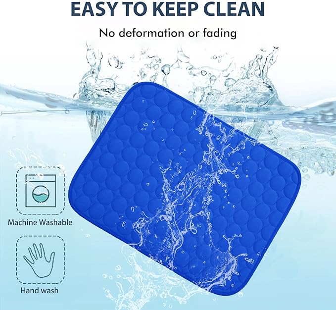MICROCOSMOS Summer Cooling Mat & Sleeping Pad- Water Absorption Top, Materials Safe, Easy Carry, EZ Clean. Keep Cooling for Pets, Kids and Adults.(Dark Blue, 19" x 15")
