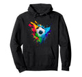 Colorful Soccer Ball Splash Love Soccer Hoodie - Graphic Print for Adults
