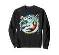 Bunny Kicks Soccer Ball Past Sweatshirt - Minimalist Print for Adults