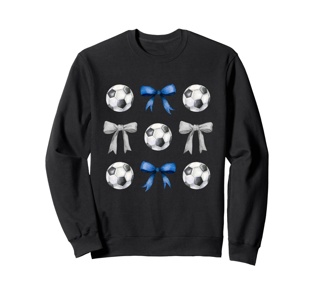 Soccer Balls Bows Soccer Player Blue Sweatshirt - Minimalist Print Unisex