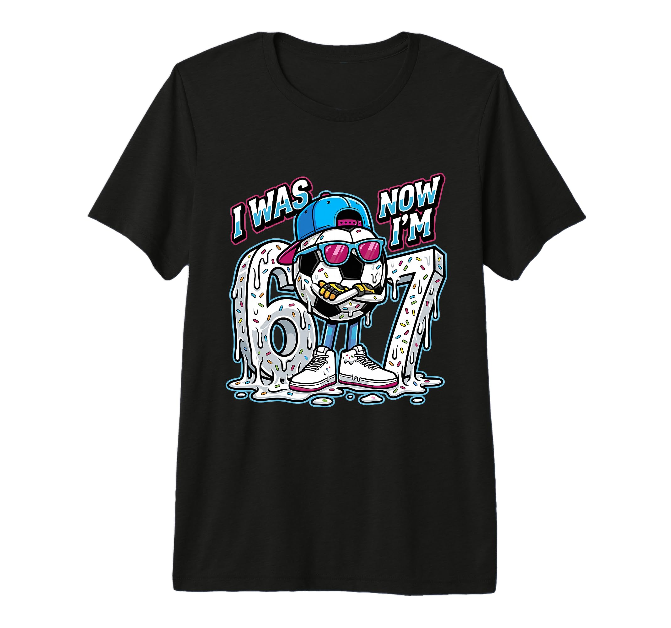 I Was 6 Now Im 7 Birthday Soccer Ball T-Shirt - Graphic Print Unisex