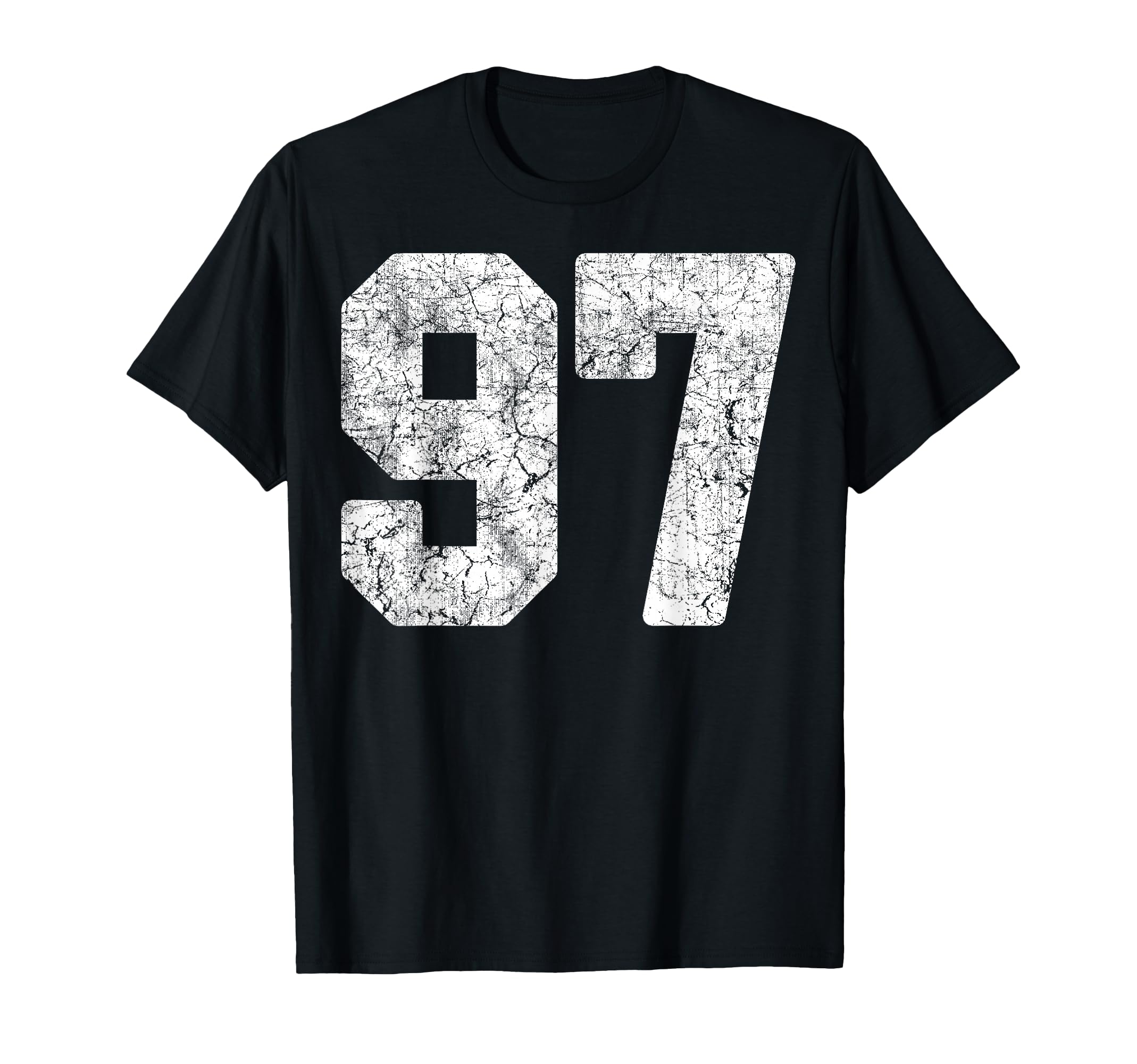 Distressed White Number 97 Jersey T-Shirt - Minimalist Print for Adults