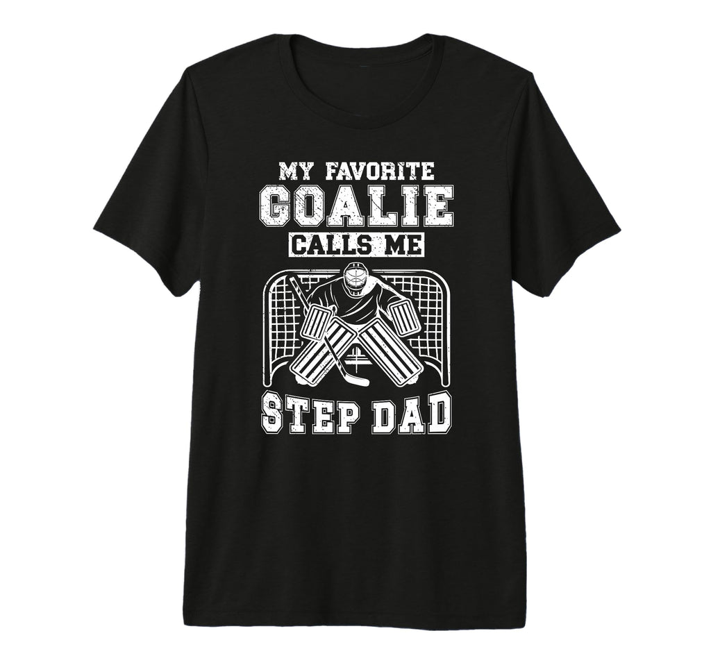 Mens Proud Hockey Goalie Step Dad T-Shirt - Minimalist Print Men Women