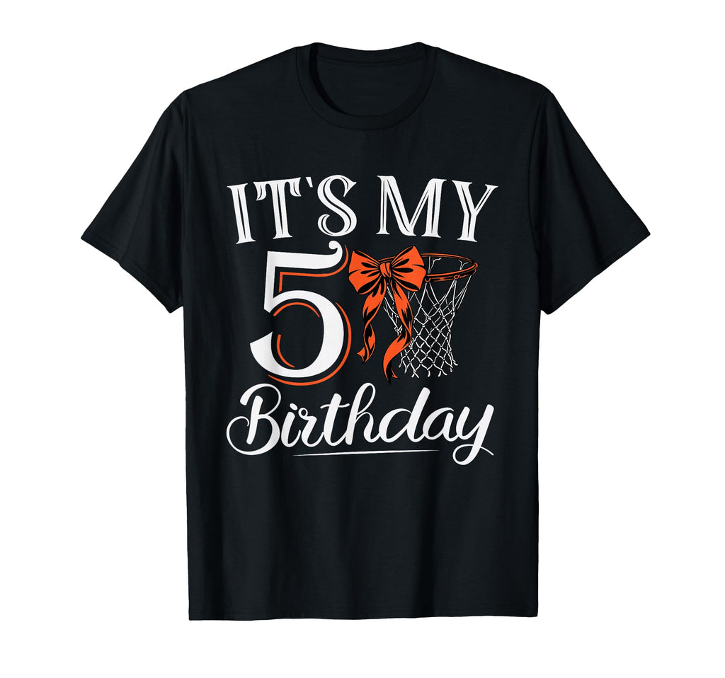 Orange Coquette Basketball Its My 5 Years T-Shirt - Novelty Apparel Unisex