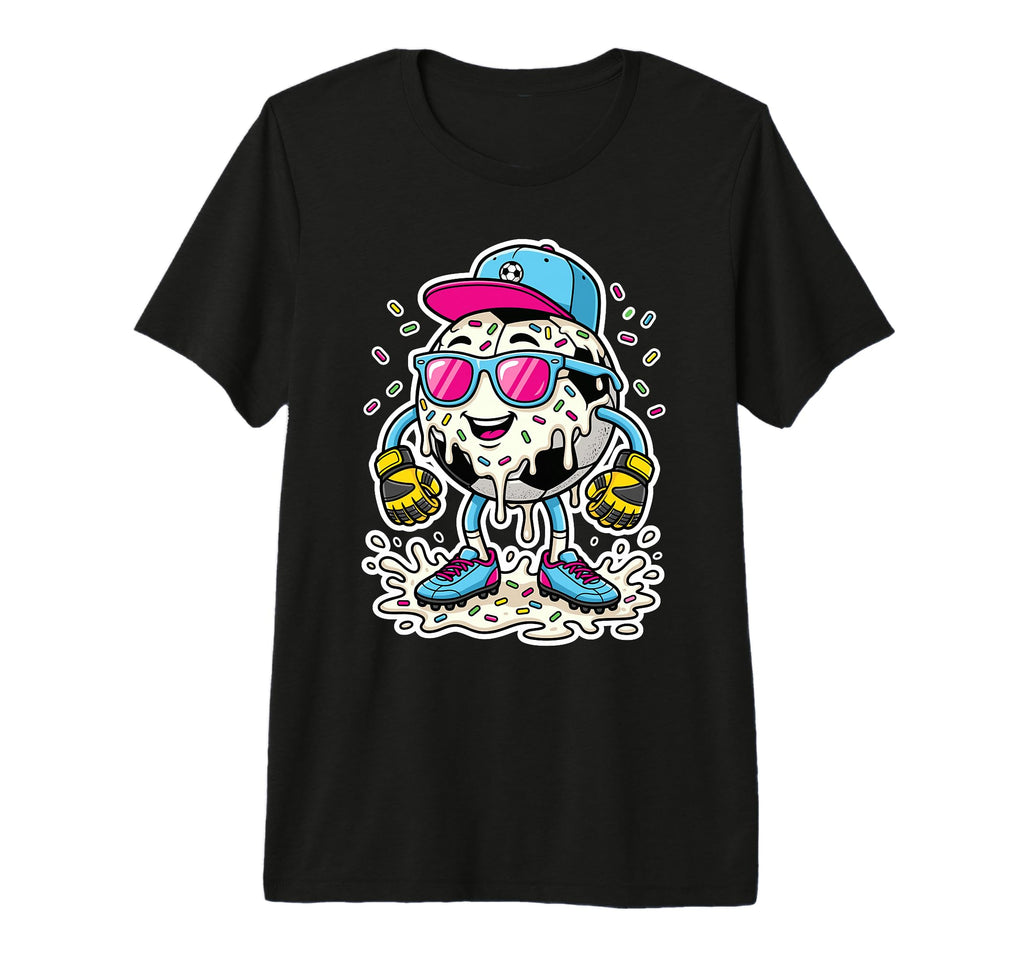 Soccer Ball Melting Ice Cream Drip T-Shirt - Graphic Print for Adults