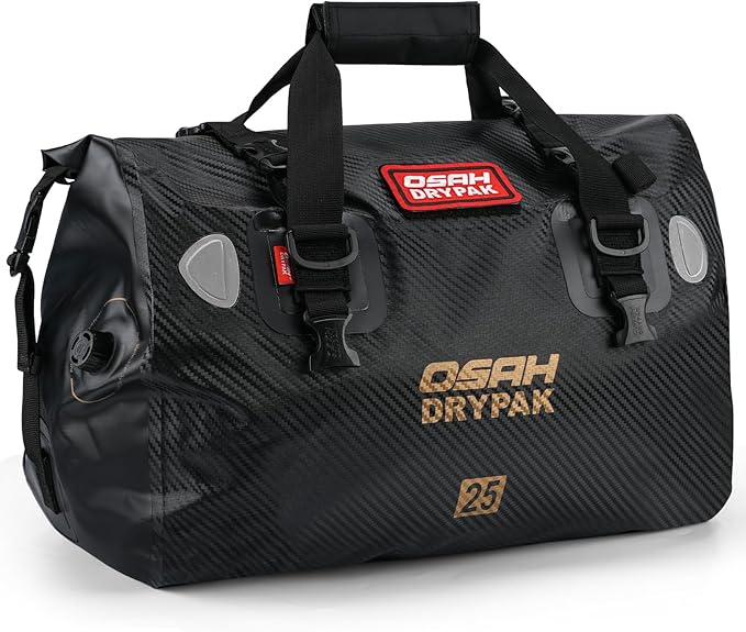 Waterproof Duffel Bag - Motorcycle Dry Bag Tail Bag with Large Storage Space, Waterproof Luggage Duffle Bags with Outer Mesh Zipper Pocket for Camping, Kayaking, Fishing & Traveling