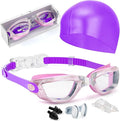 Kids Swim Goggles, Swimming Goggles for Kids Toddlers 3-14 with Swim Cap, Nose Clip, Nose Bridge, Ear Plugs