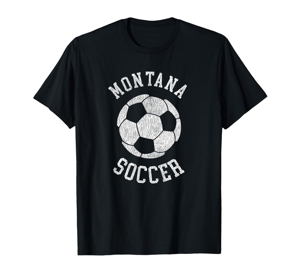 Montana Soccer Distressed 90S T-Shirt - Novelty Apparel for Adults