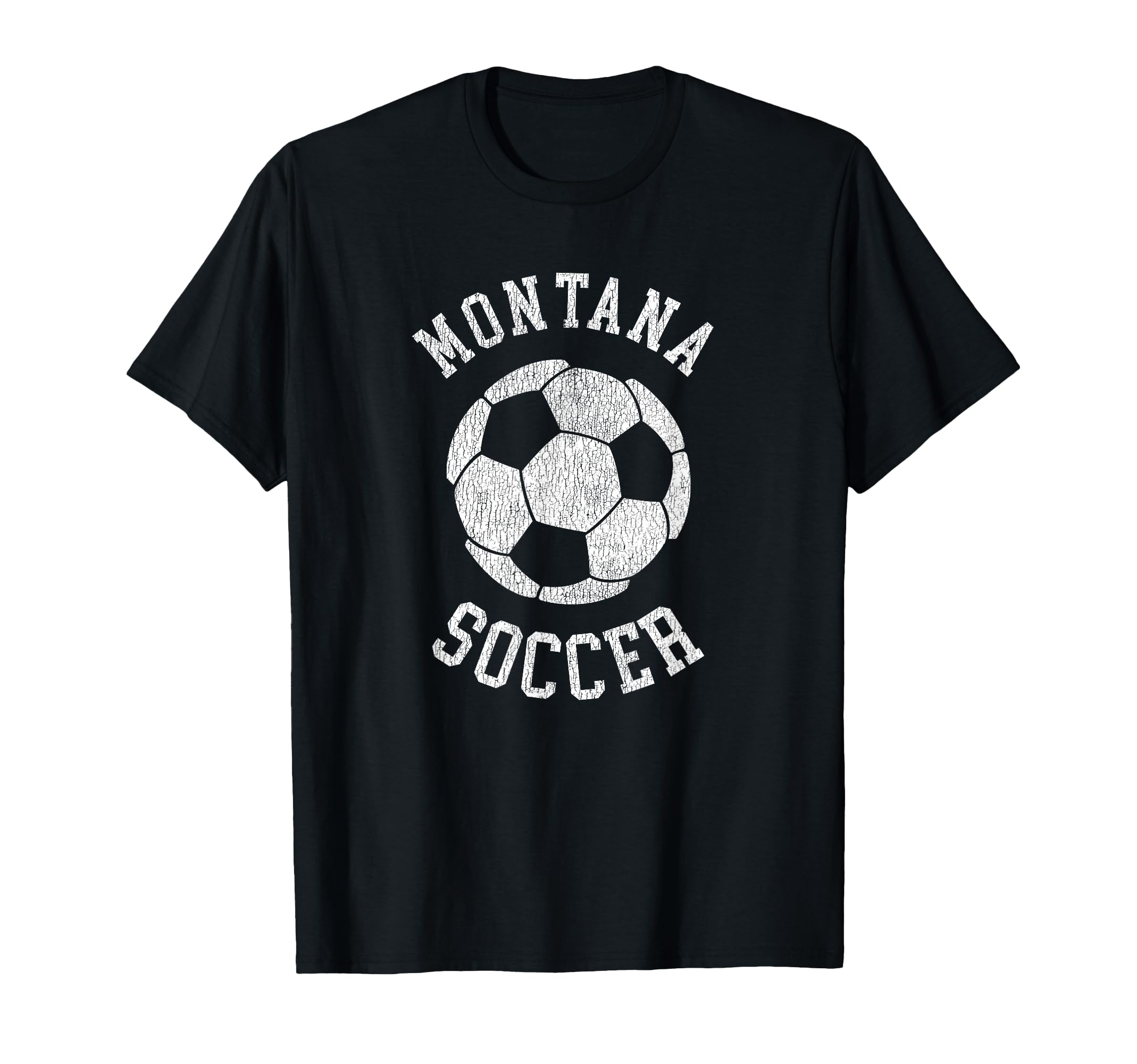 Montana Soccer Distressed 90S T-Shirt - Novelty Apparel for Adults