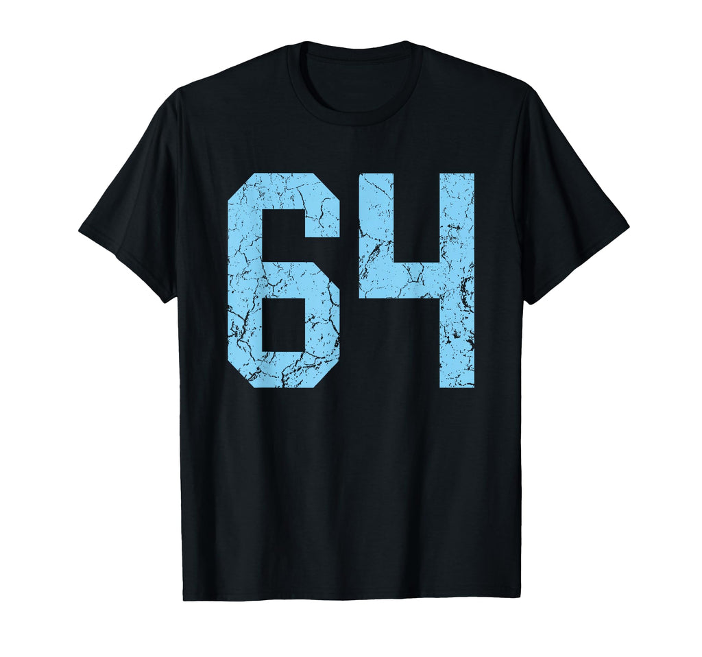 Distressed Blue Number 64 Jersey Player T-Shirt - Minimalist Print Unisex