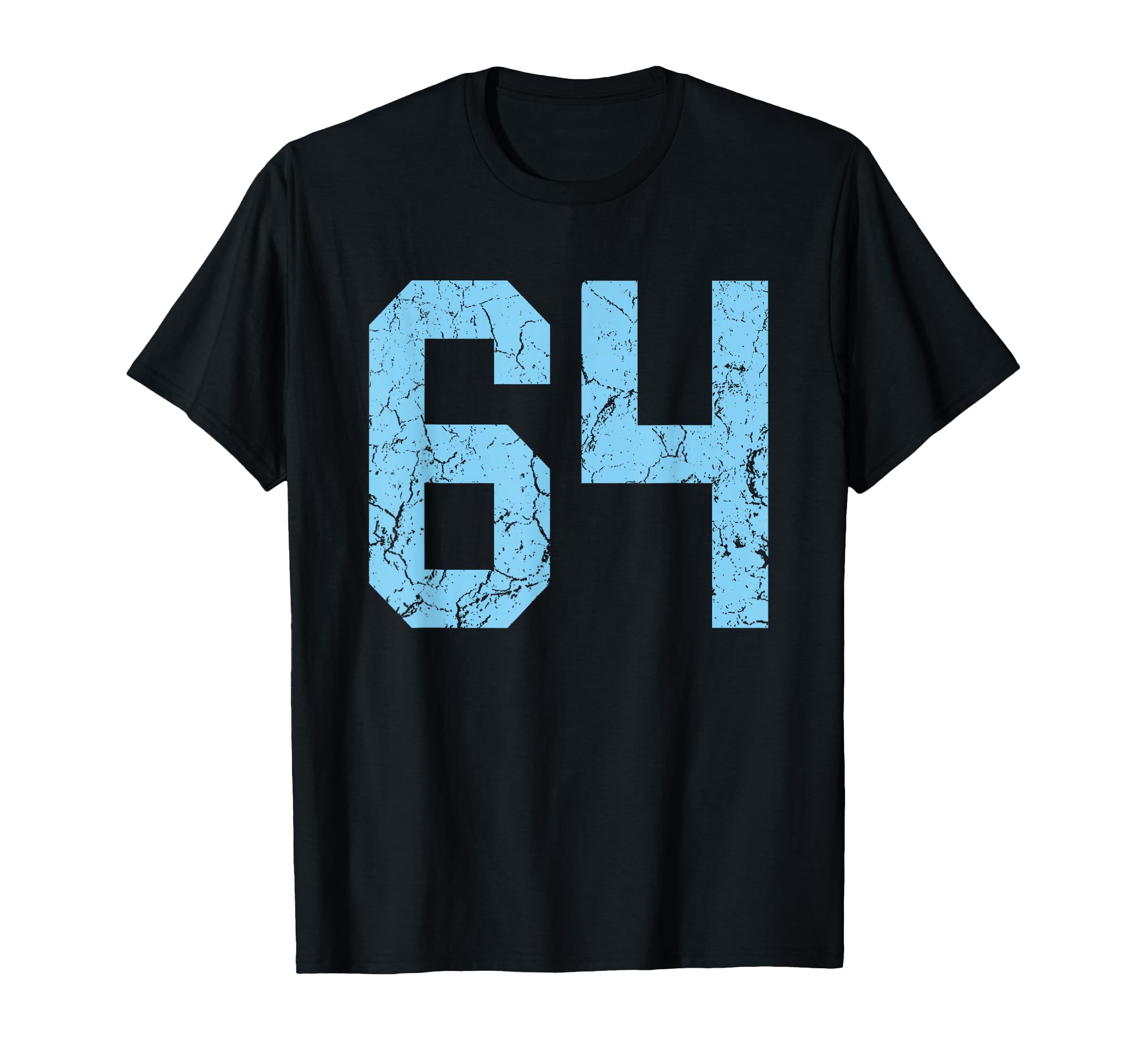 Distressed Blue Number 64 Jersey Player T-Shirt - Minimalist Print Unisex