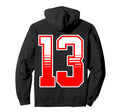 White Red Sport Team Number 13 Hoodie - Aesthetic Graphic Unisex
