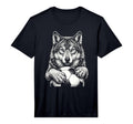 Fierce Holding Ball Fans Line Art Soccer T-Shirt - Trendy Graphic Unisex
