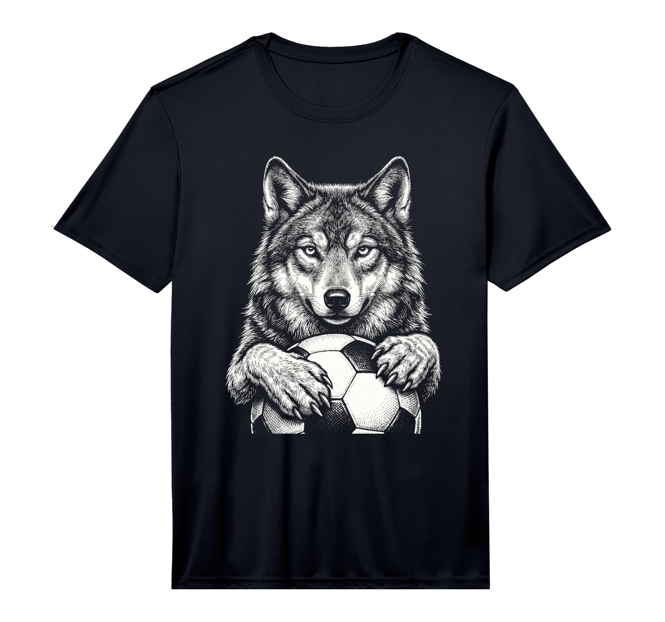 Fierce Holding Ball Fans Line Art Soccer T-Shirt - Trendy Graphic Unisex