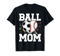 Both Heart Soccer Baseball Sports Mom T-Shirt - Trendy Graphic Unisex