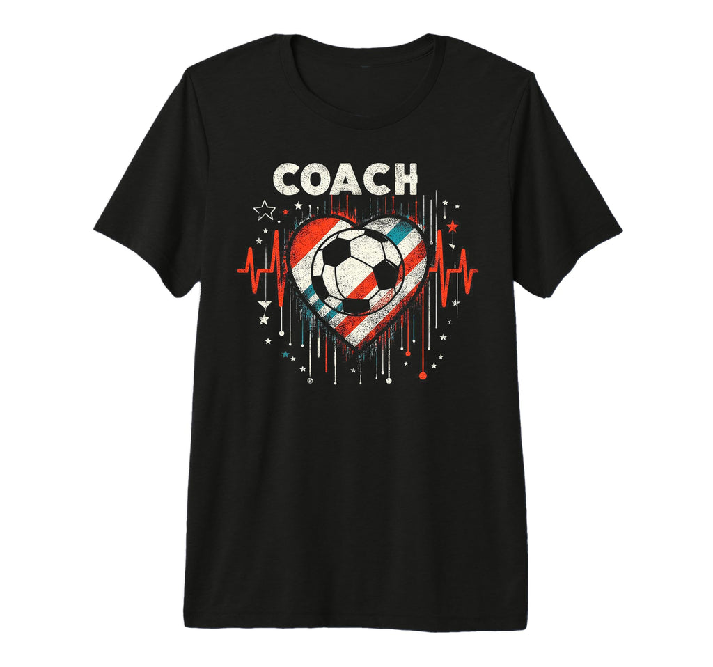Soccer Coach Training Heart Beat T-Shirt - Minimalist Print Men Women