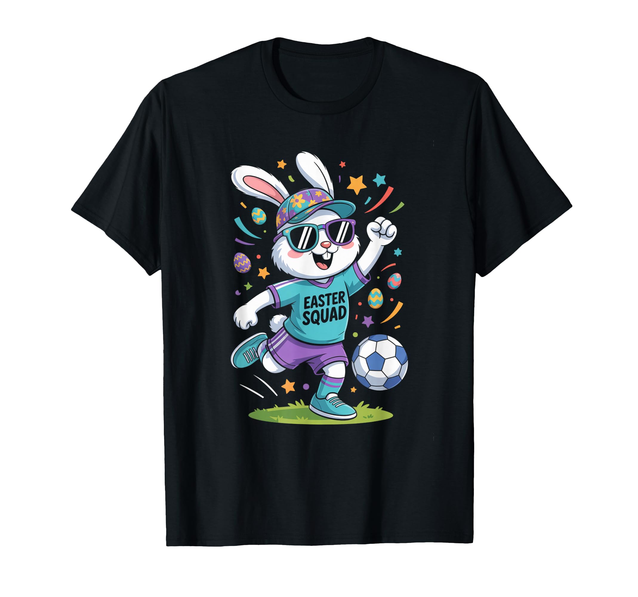Sports Gift Easter Squad Bunny Soccer T-Shirt - Graphic Print Men Women