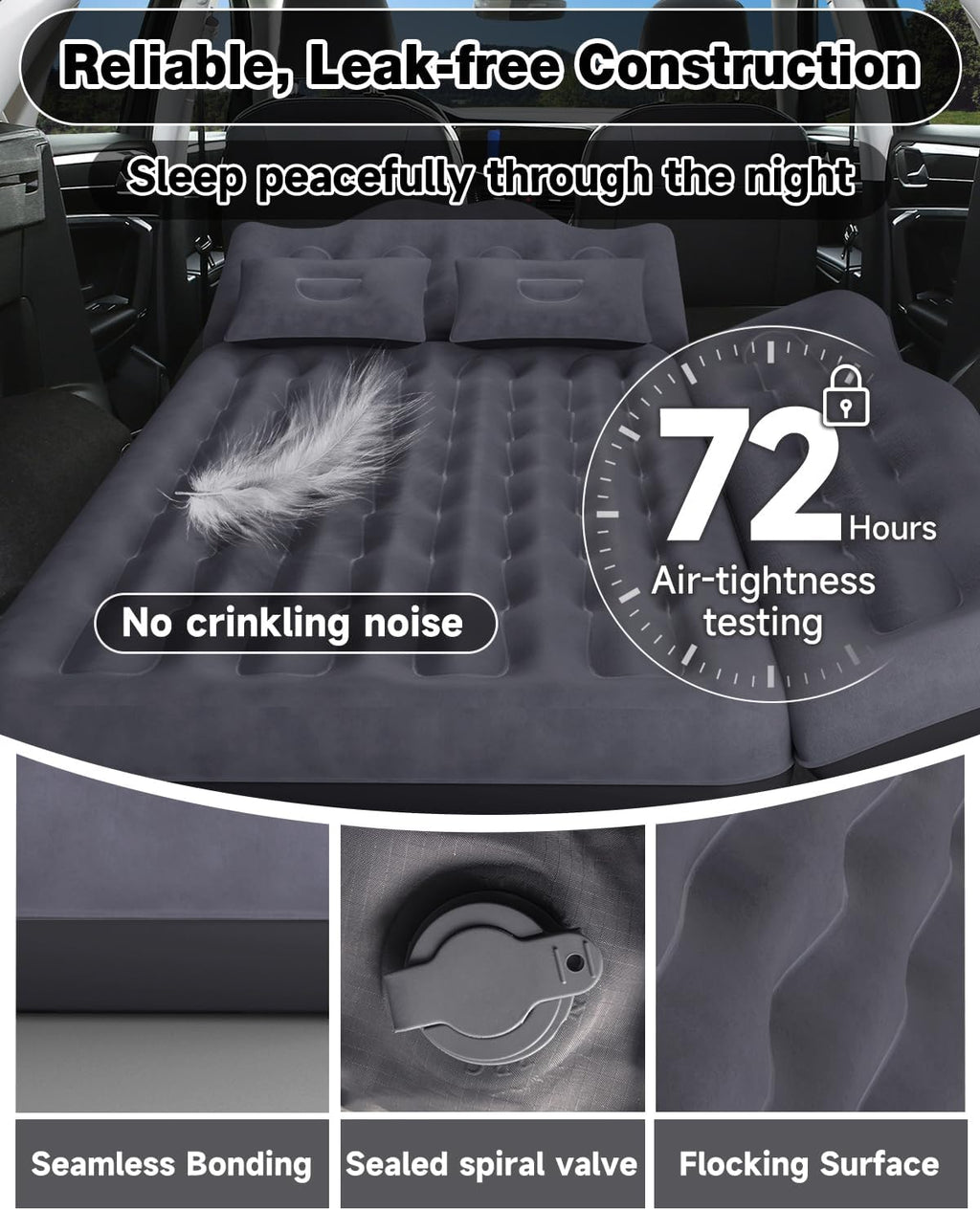 Umbrauto 23.62in/60cm Wide Inflatable Truck Mattress Car & SUV Back Seat Camping Bed with Pump