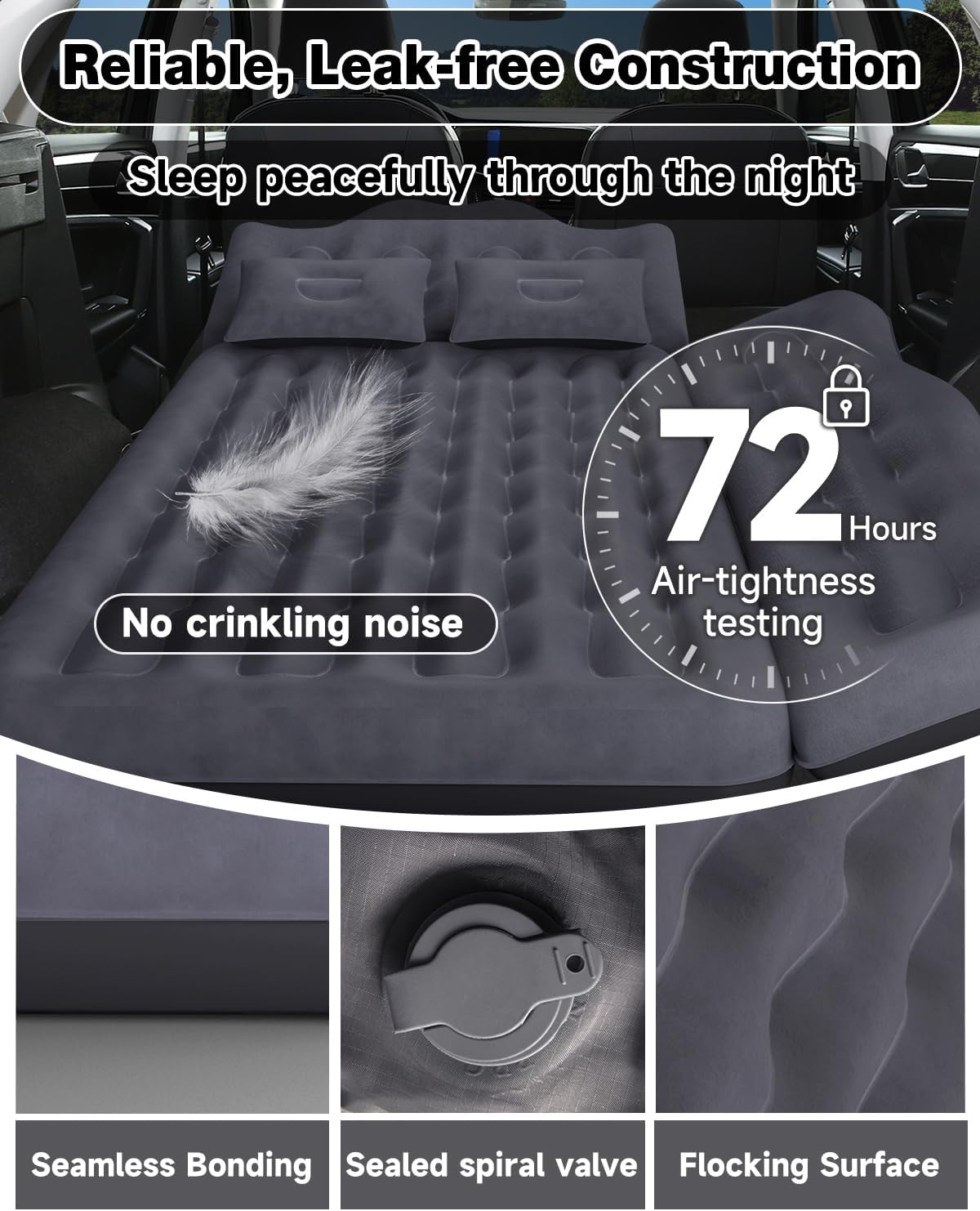 Umbrauto 23.62in/60cm Wide Inflatable Truck Mattress Car & SUV Back Seat Camping Bed with Pump